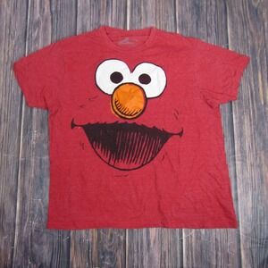 Sesame Street Elmo Shirt Mens Large Red Graphic Tee Face 2011 Cartoon Character